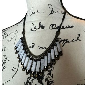 White marble dangle statement necklace